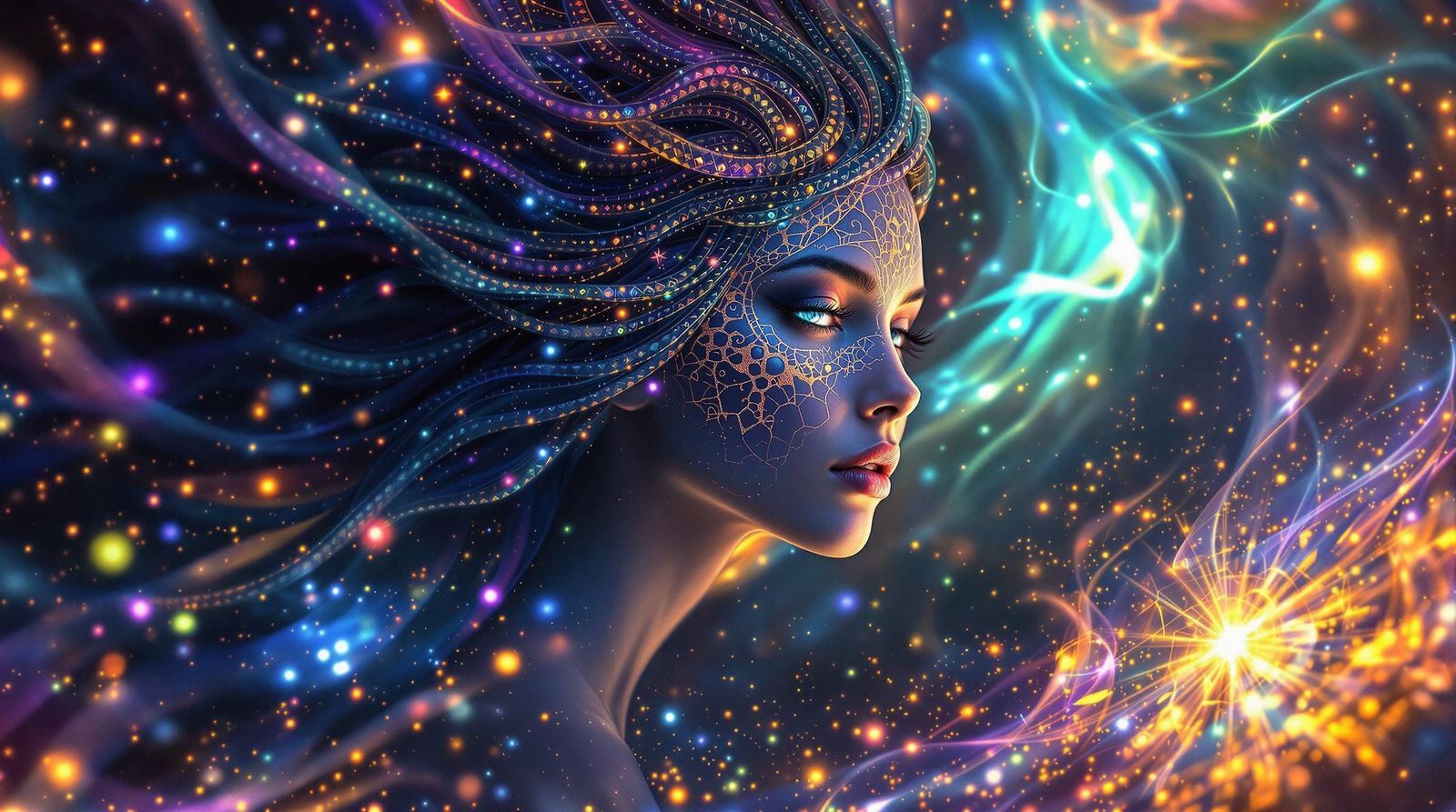 Celtic Fractal Goddess in Cosmic Dreamscape