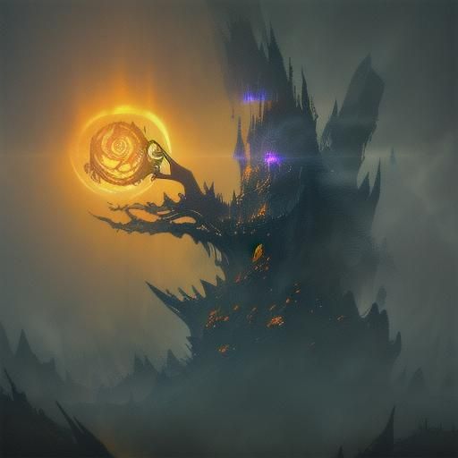 Cursed Scroll in Abyssal Darkness: Dark Fantasy Art