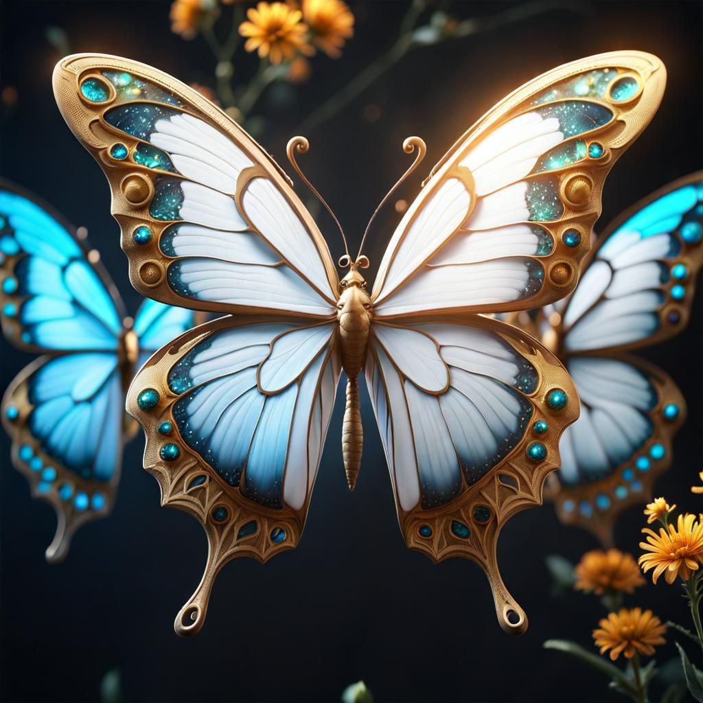 Brilliant White Butterfly: Detailed Matte Painting in 8K