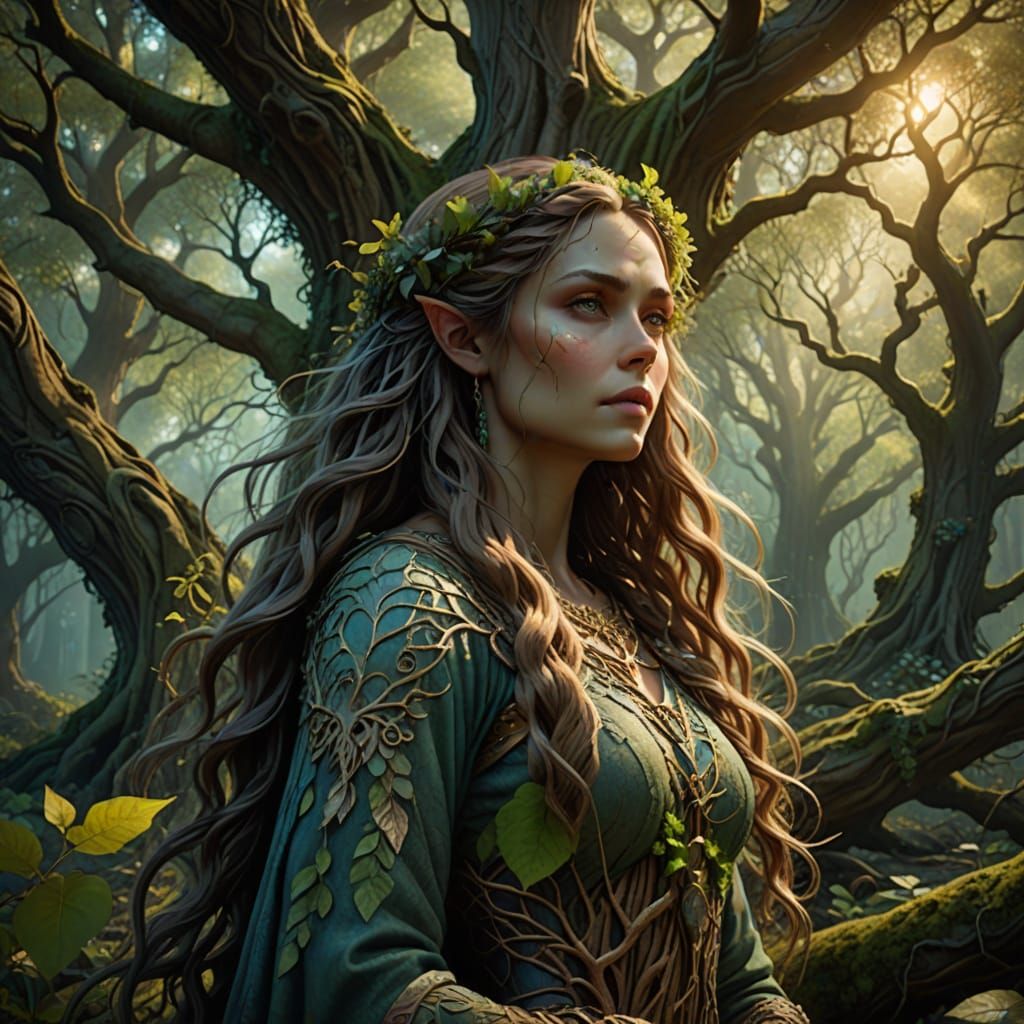 Dryad in Ancient Forest Sanctuary