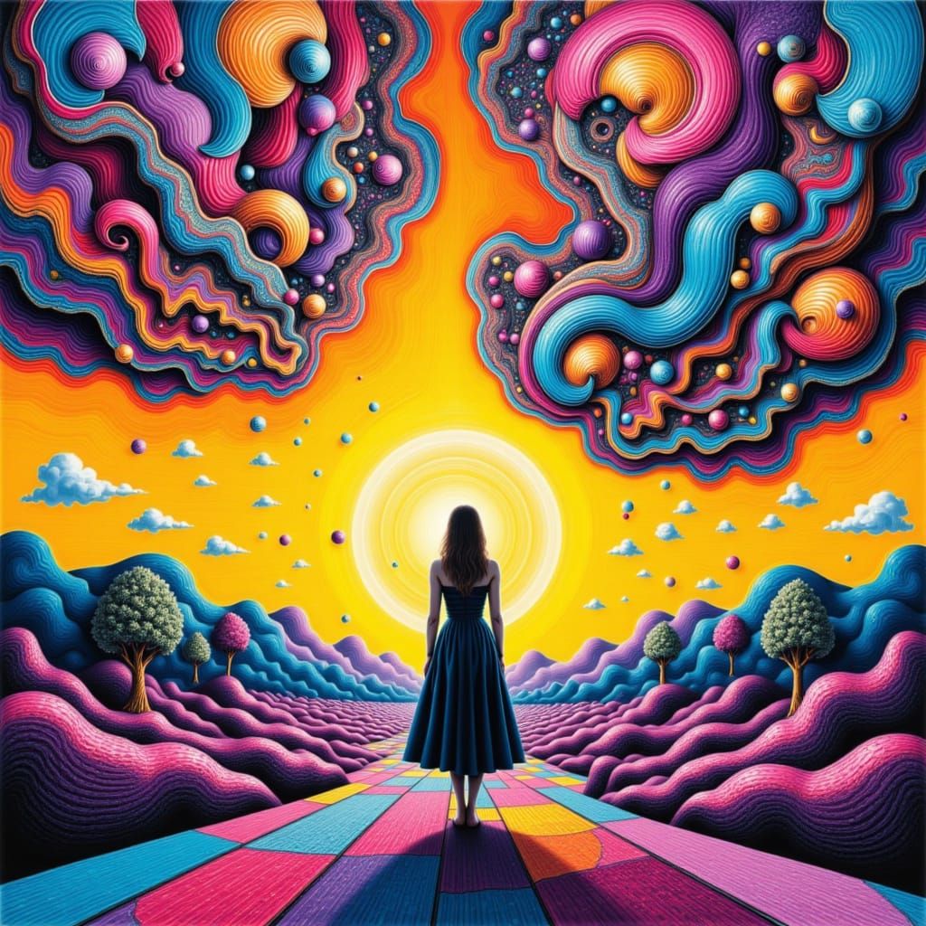 Surreal Lands with Dreamlike Sky, Bold Brushstrokes