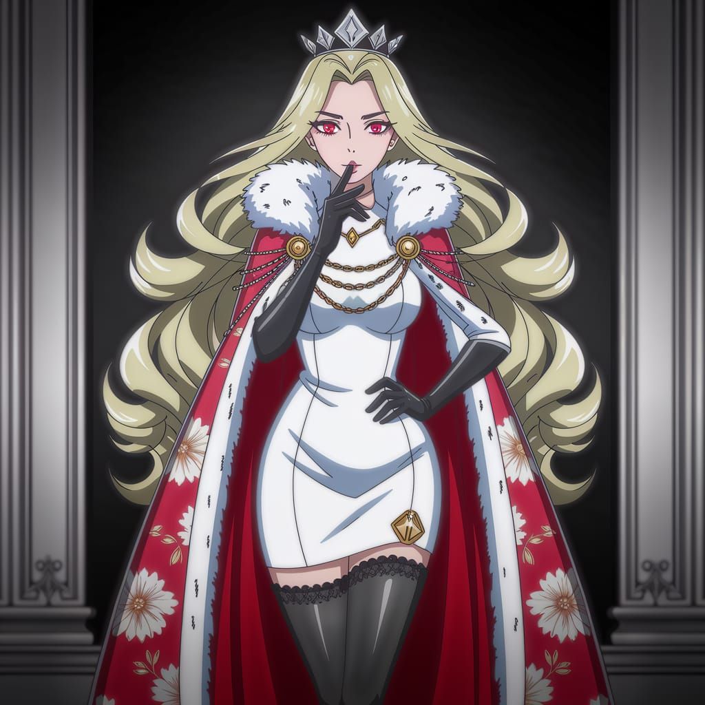 Regal Anime Princess with Blonde Hair and Silver Crown
