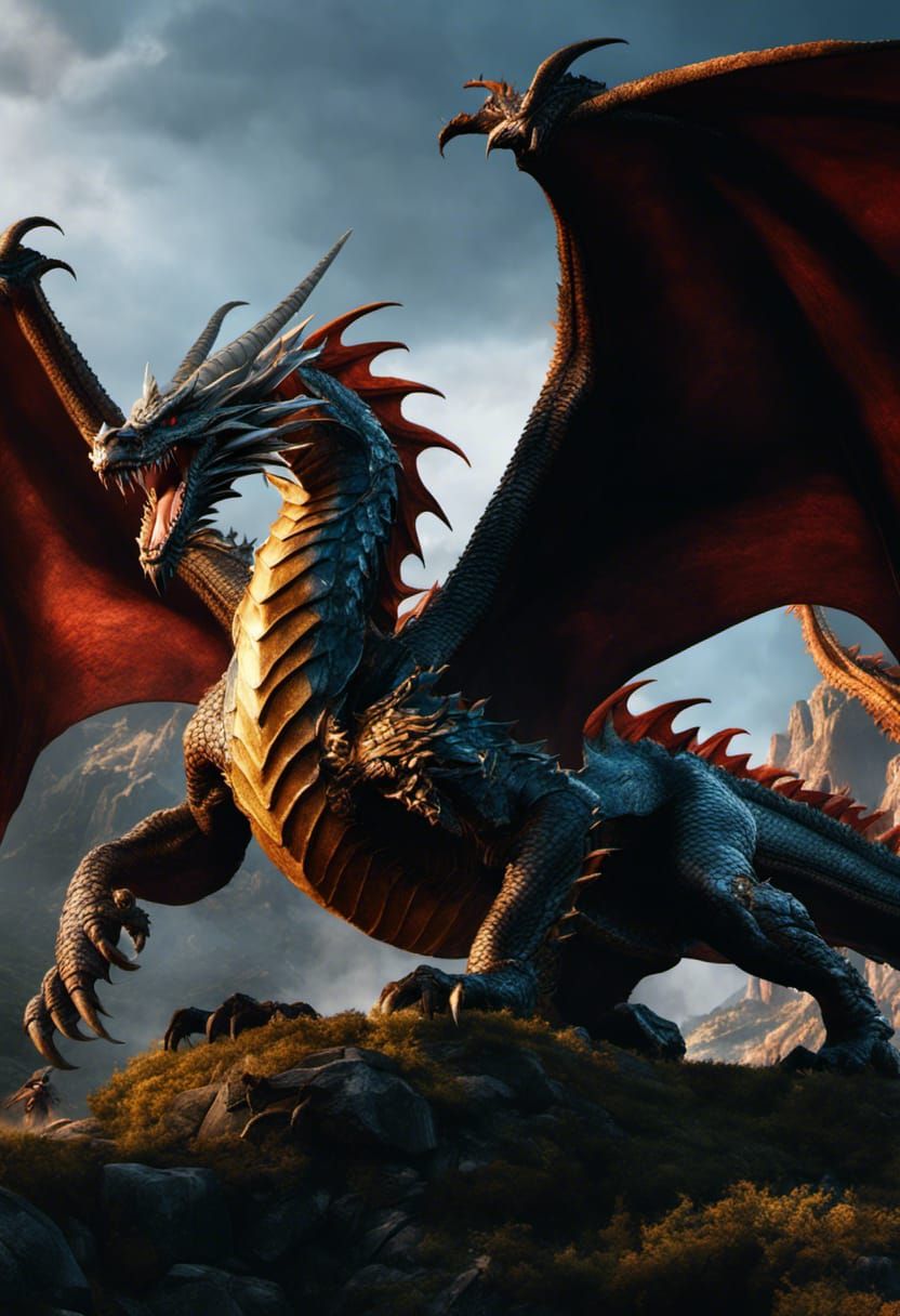 Saint George and the dragon in battle