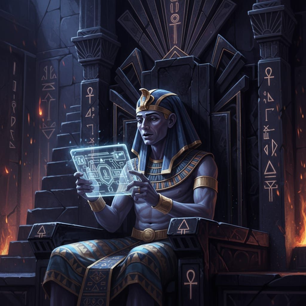 Egyptian Royalty with Tablet in Gothic Style