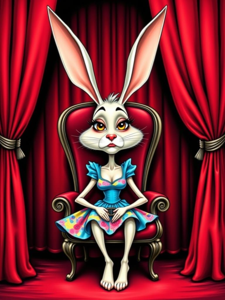 Snobbish Rabbit Fashion Critic in Luxury Theater Box