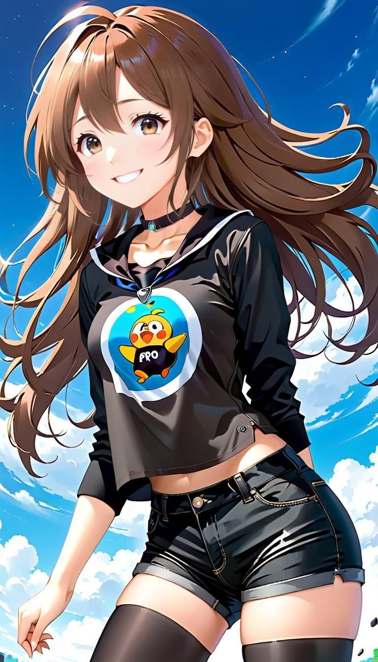 Anime Gothic Girl in Pororo Top, Manga Style