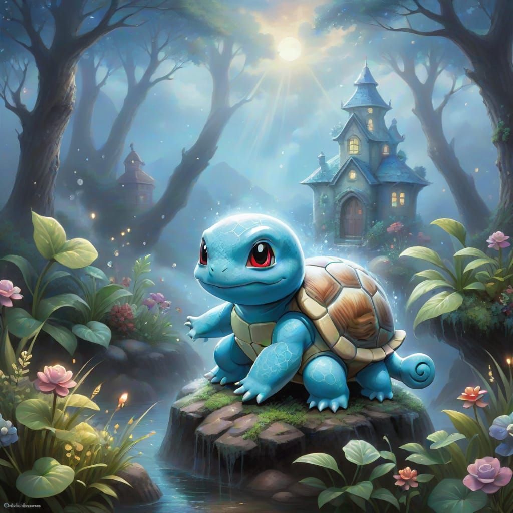 Ethereal Fantasy Squirtle in Whimsical Hyperdetail