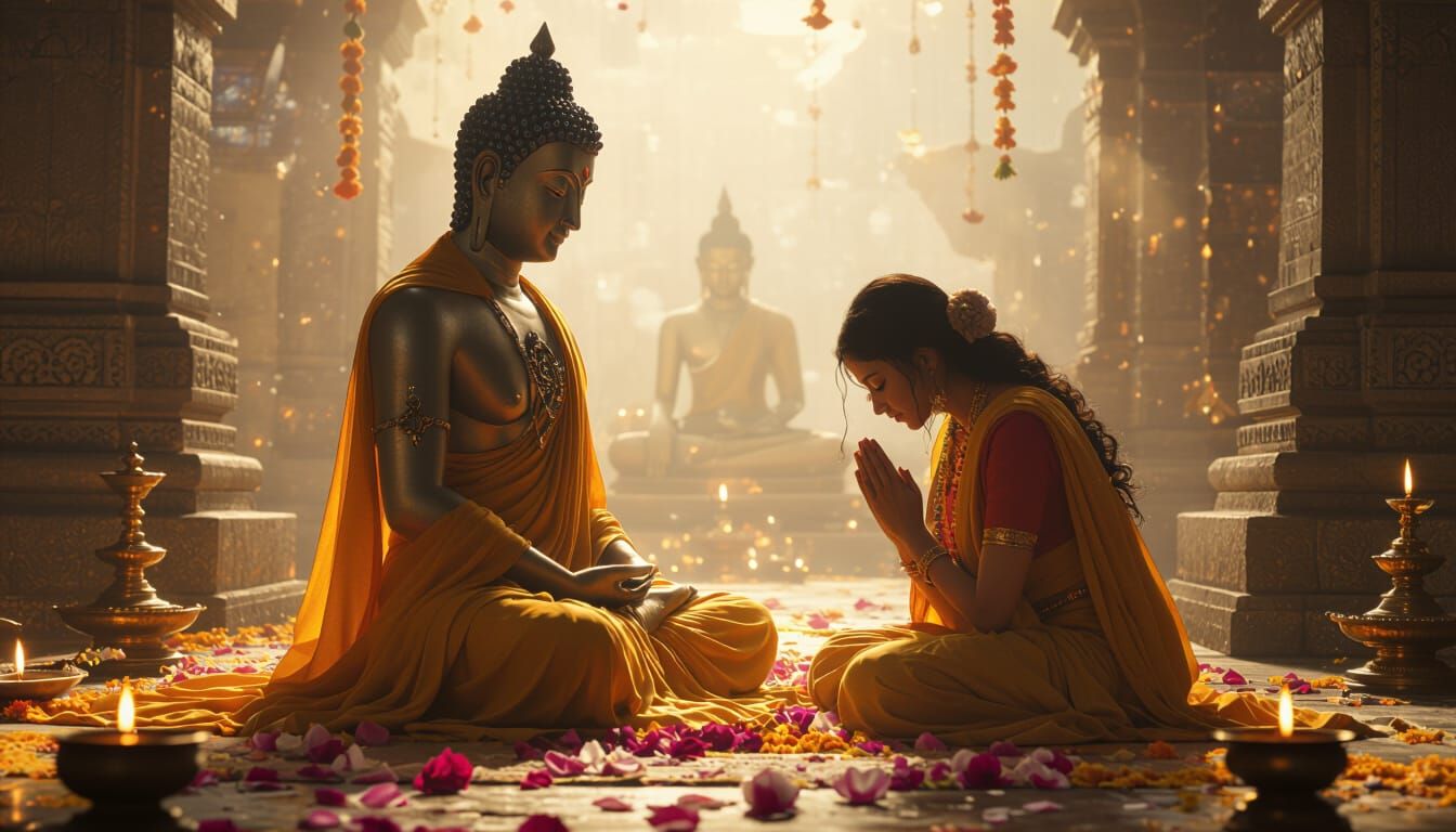 Buddha and Yashodhara: A Moment of Devotion
