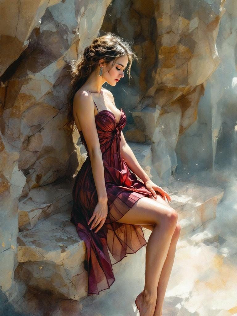 Italian Woman in Romantic Anime Style