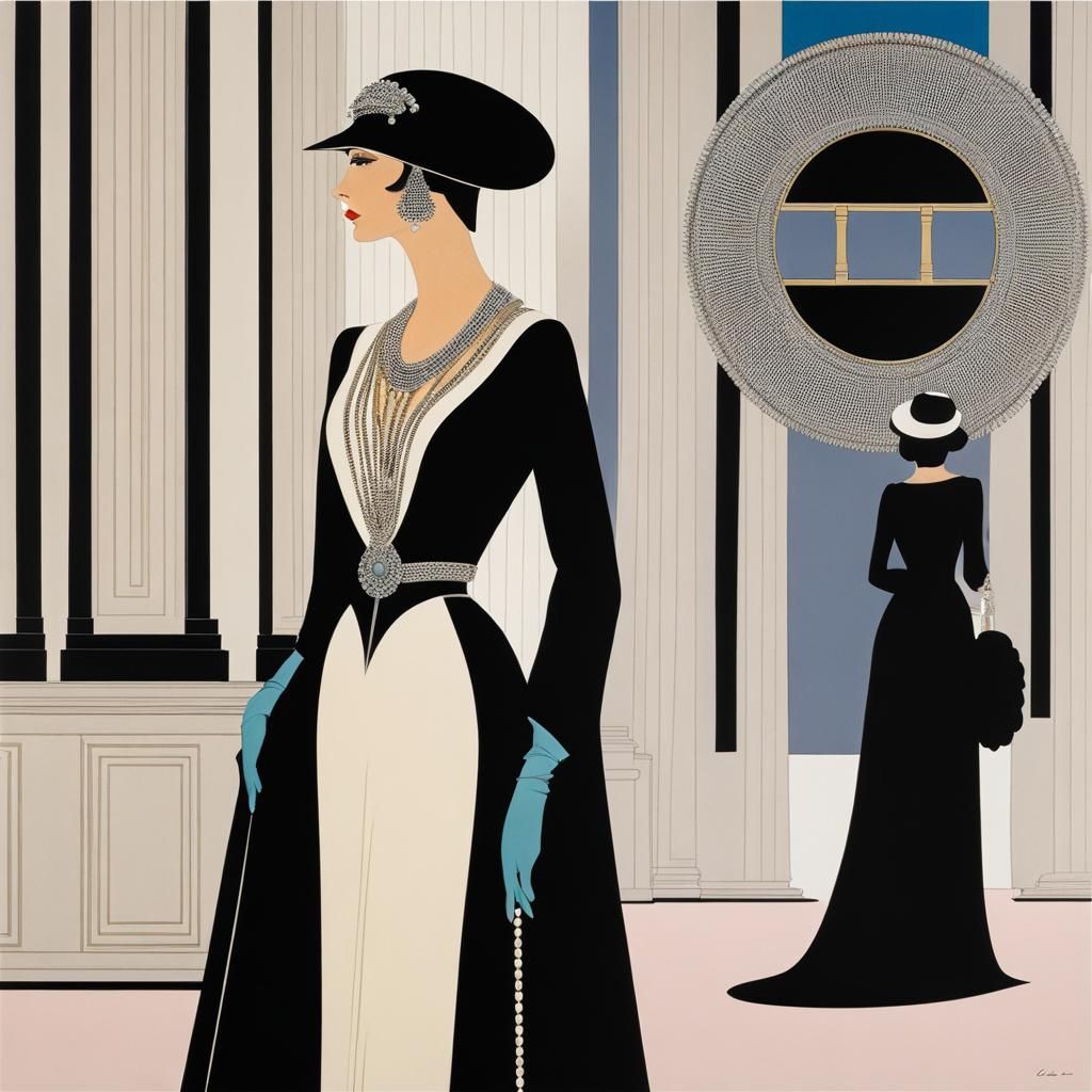 A fashionable woman by Coco Chanel and Erté