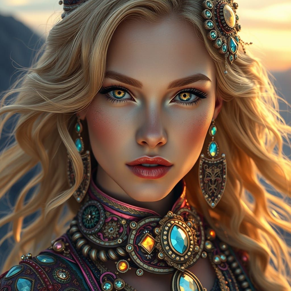 Hyperrealistic Portrait of a Beautiful Woman in Futuristic A...