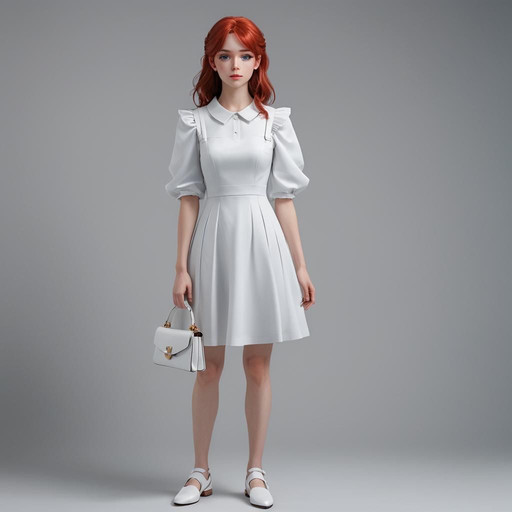 Anime Style Portrait of Red-Haired Girl