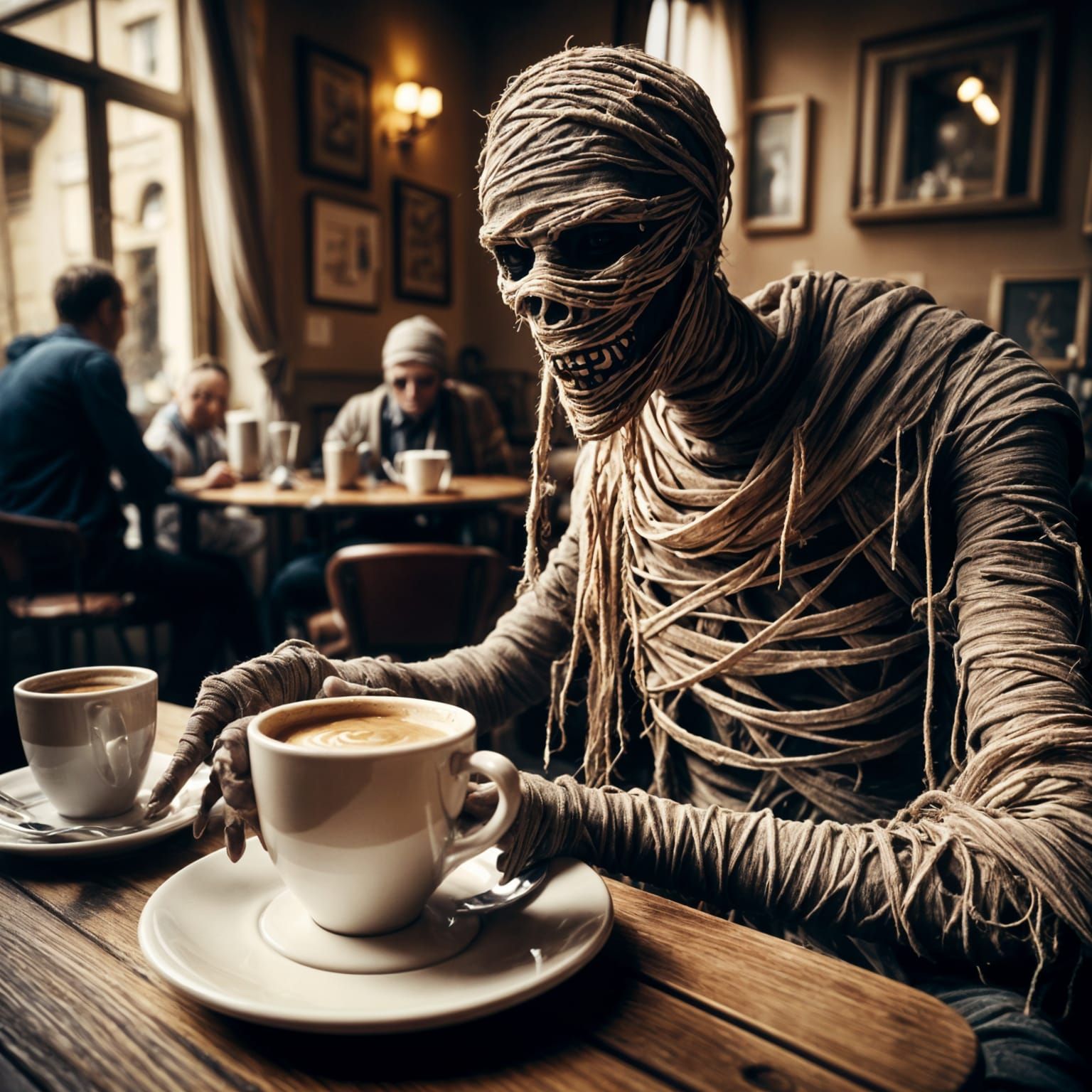 Mummy Enjoying Coffee at French Cafe