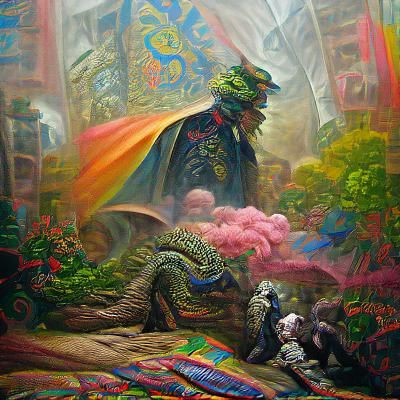 Sinister Demon Warlock's Sandstorm, Gouache Painting
