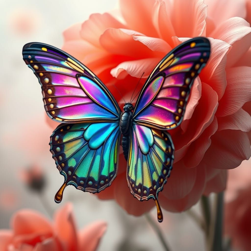Dreamlike Butterfly Perched on Vibrant Flower