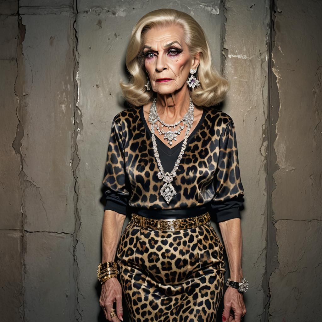 Crossdresser with Leopard Top in Ash Thorp Futurism