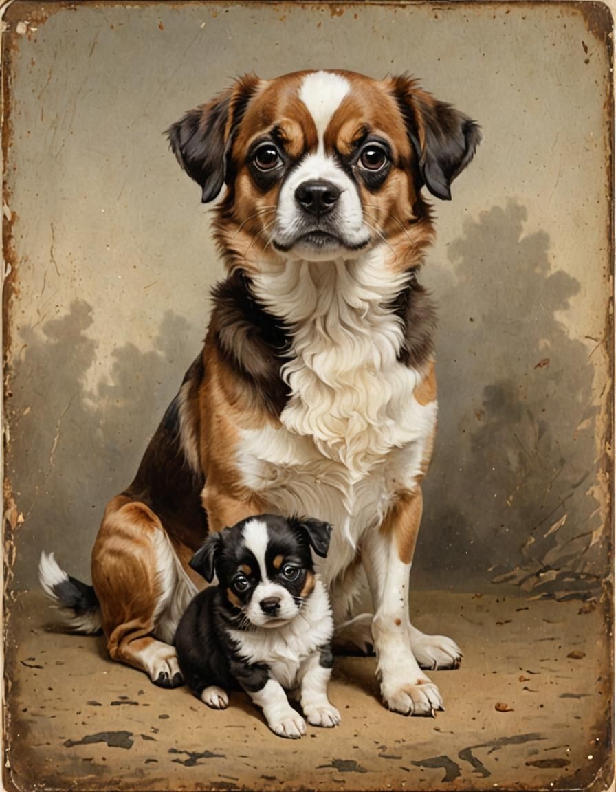ST. BERNARD MOTHER AND PUP