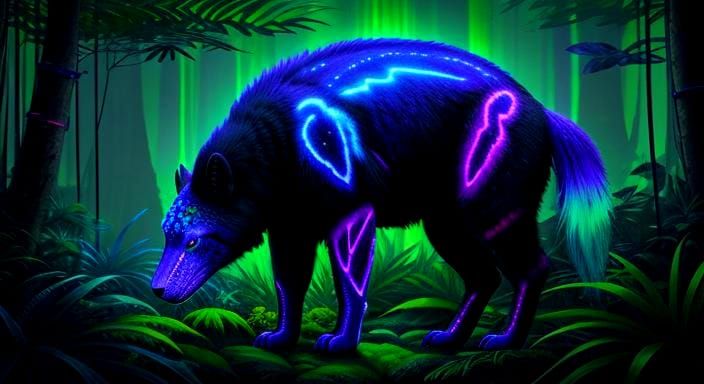 Rainbow Creature in Alien Forest as Impasto Painting