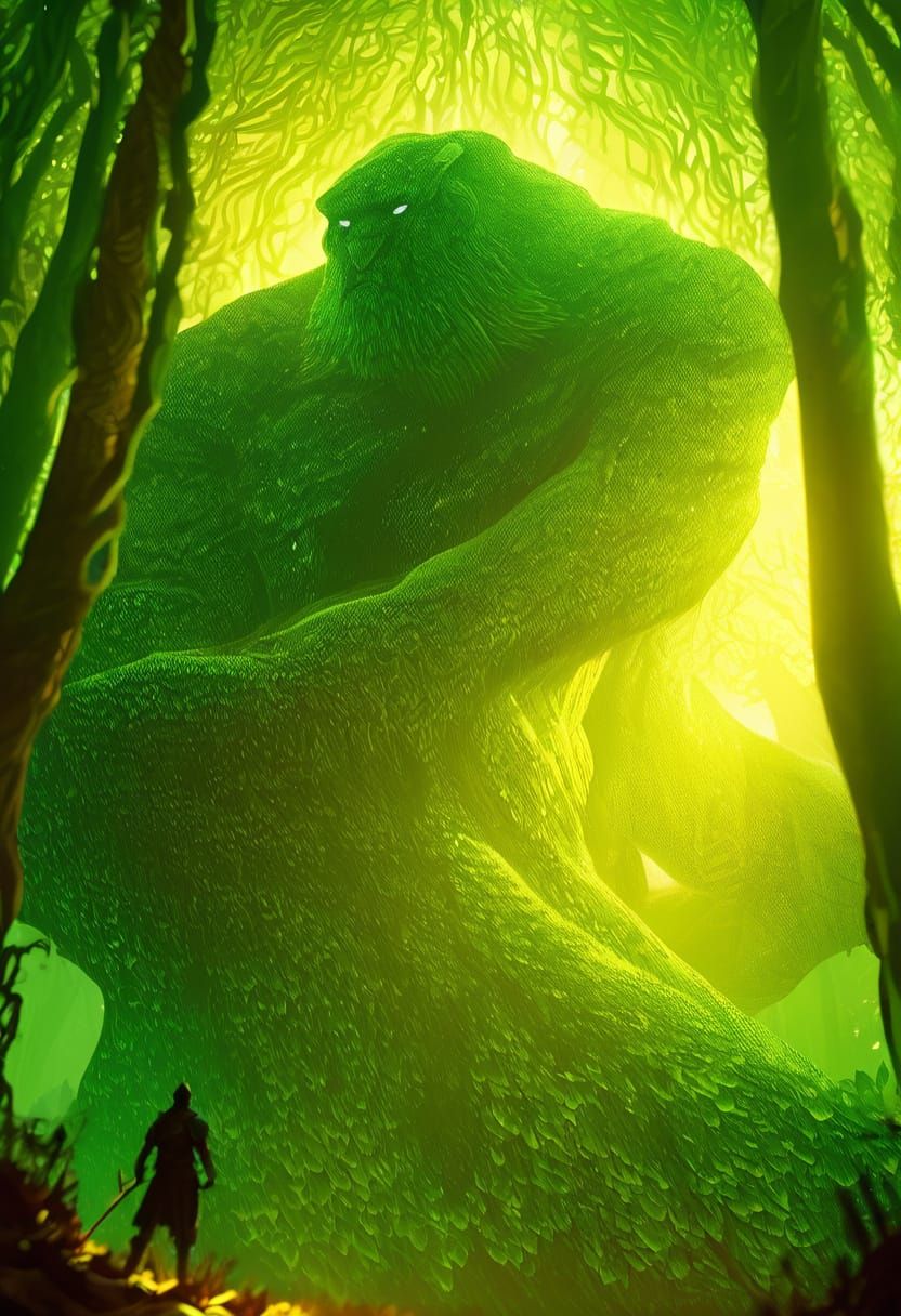 Ethereal Warrior in Mystical Forest