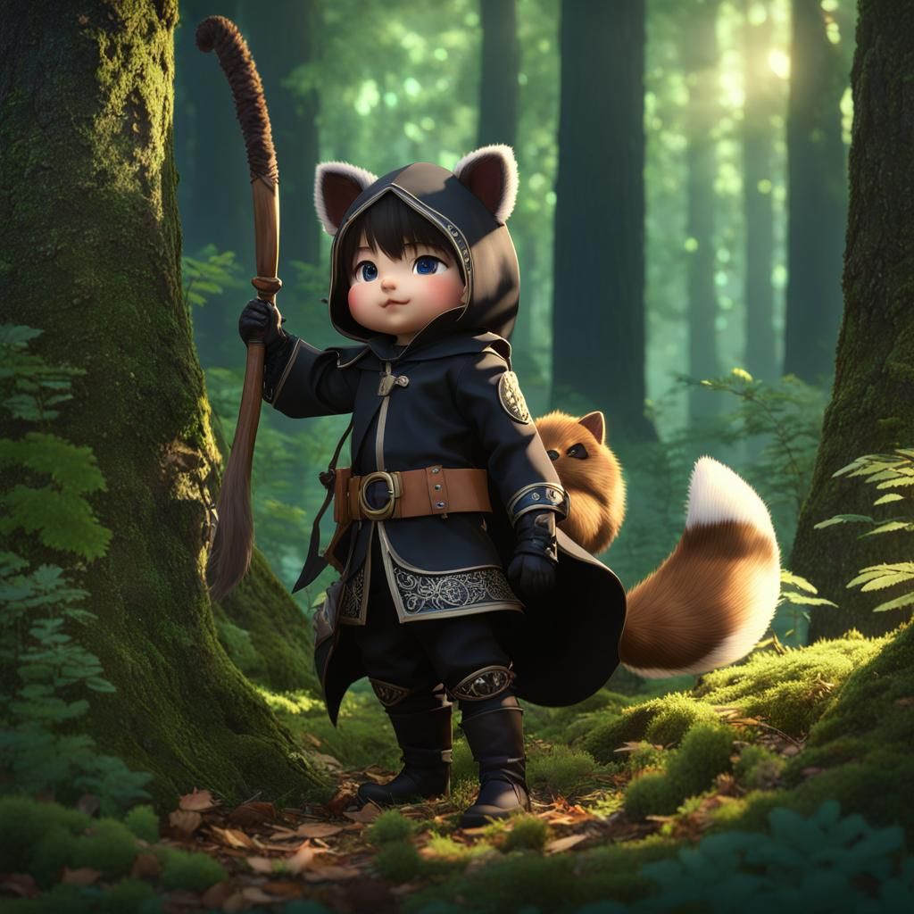 Tanuki Thief Lalafell in Anime Style