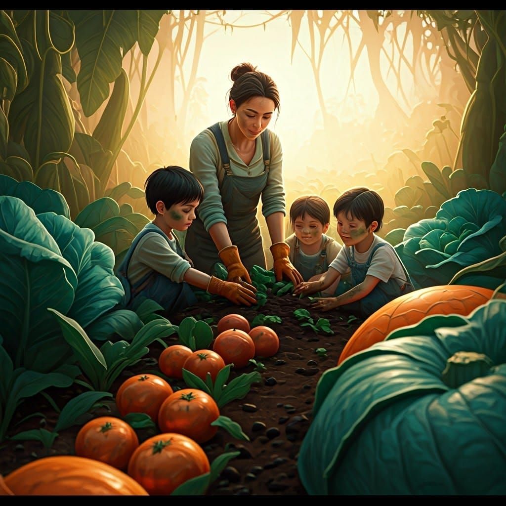 Lush Vegetable Garden Concept Art in Fantasy Style