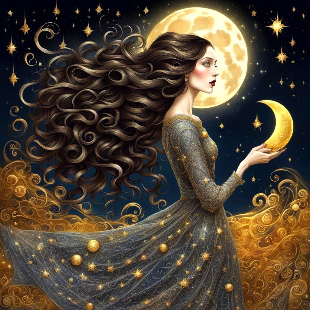 Magical Witch Singing Spells Under a Quivering Moon