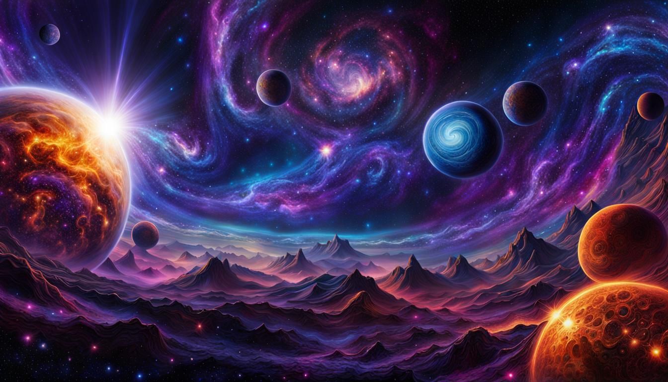 Vibrant Starry Galaxy in Dark Fantasy Style