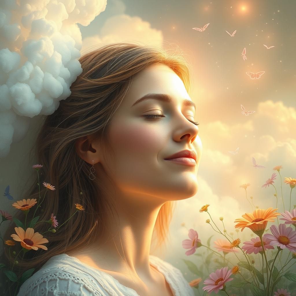 Serene Woman in Dreamscape as Ethereal Art