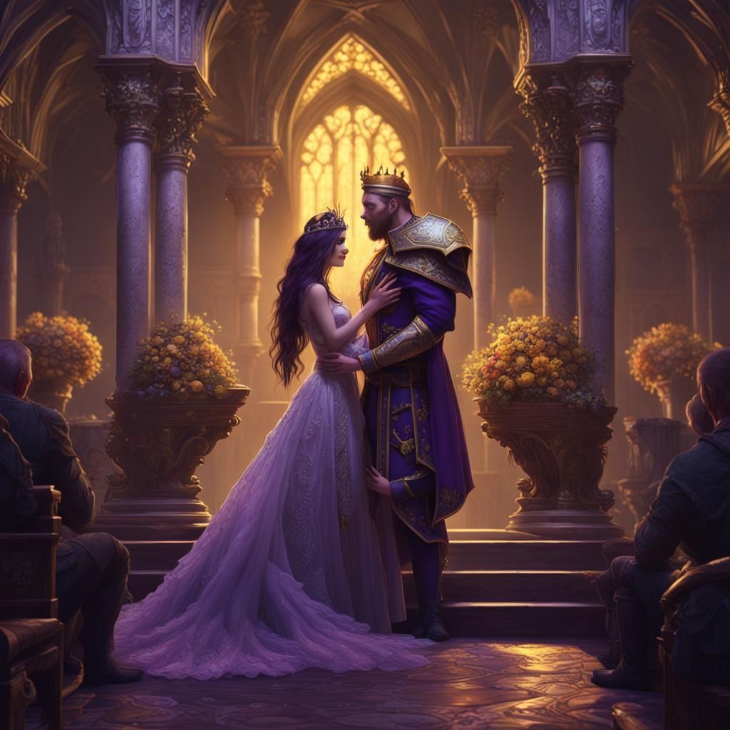 Fantasy King and Queen's Wedding, Detailed Digital Art