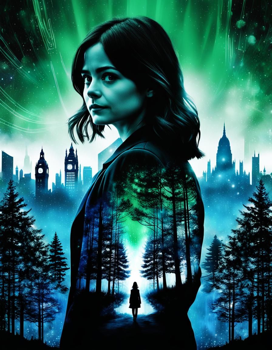 Dramatic Double Exposure: Sci-Fi City Meets Dream Forest