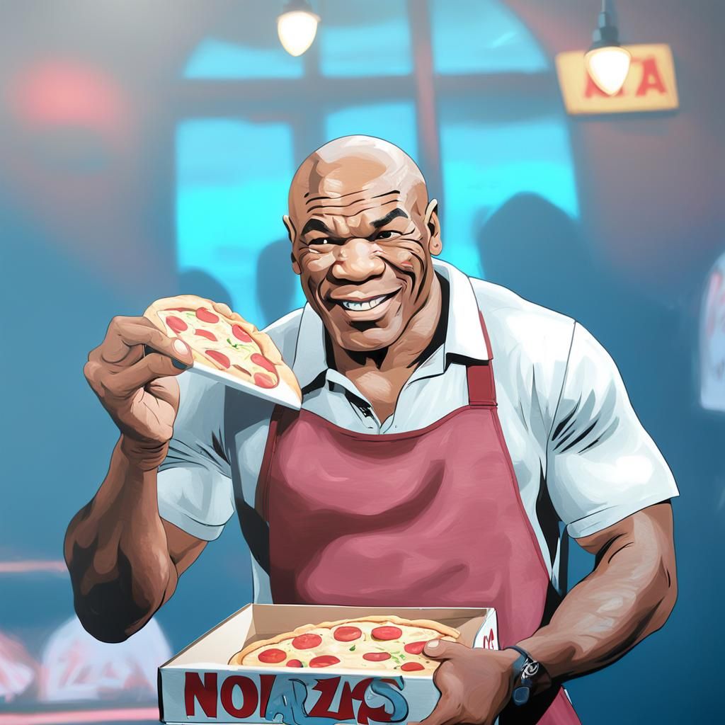 Mike Tyson Pop Art Portrait with Pizza