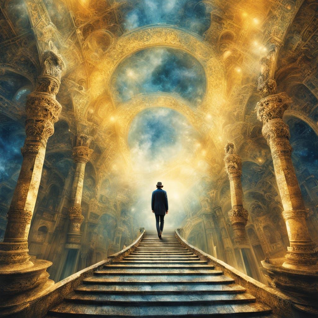 Ethereal Cathedral World with Bonsai Pines and Watchtowers