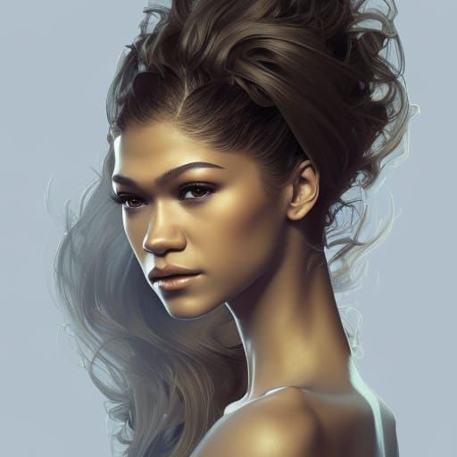 Zendaya Portrait in Hyperdetailed Style