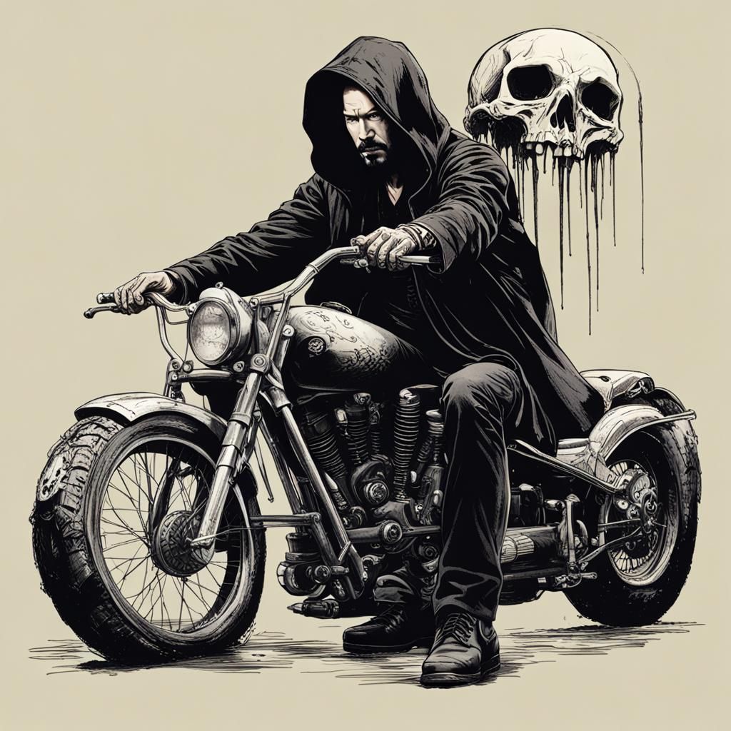 Keanu Reeves as Death with Cerberus