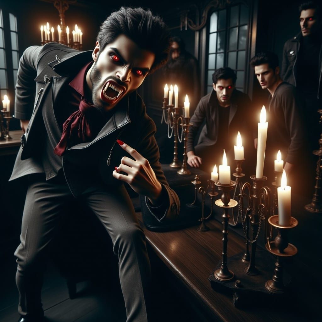 Brooding Vampire Portrait in Gothic Style