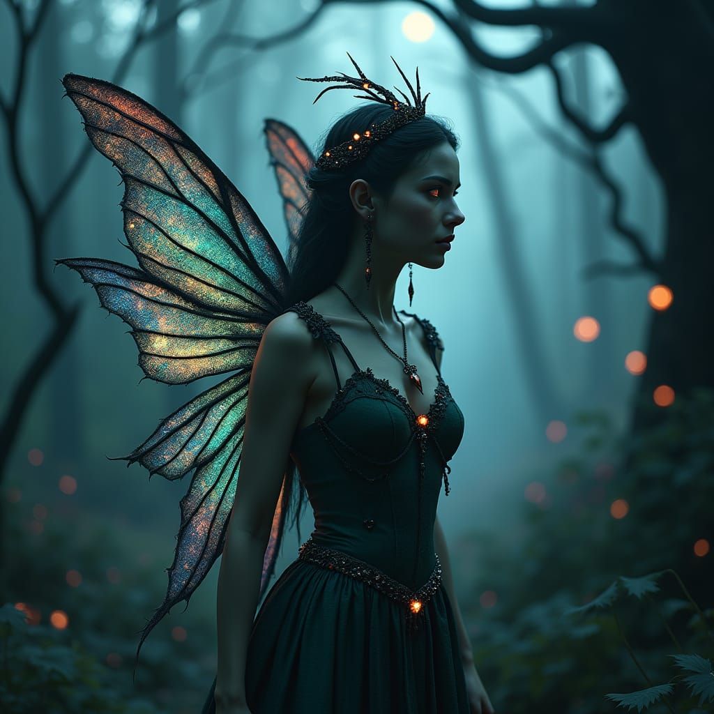 Dark Fantasy Fairy in Ethereal Twilight Realm