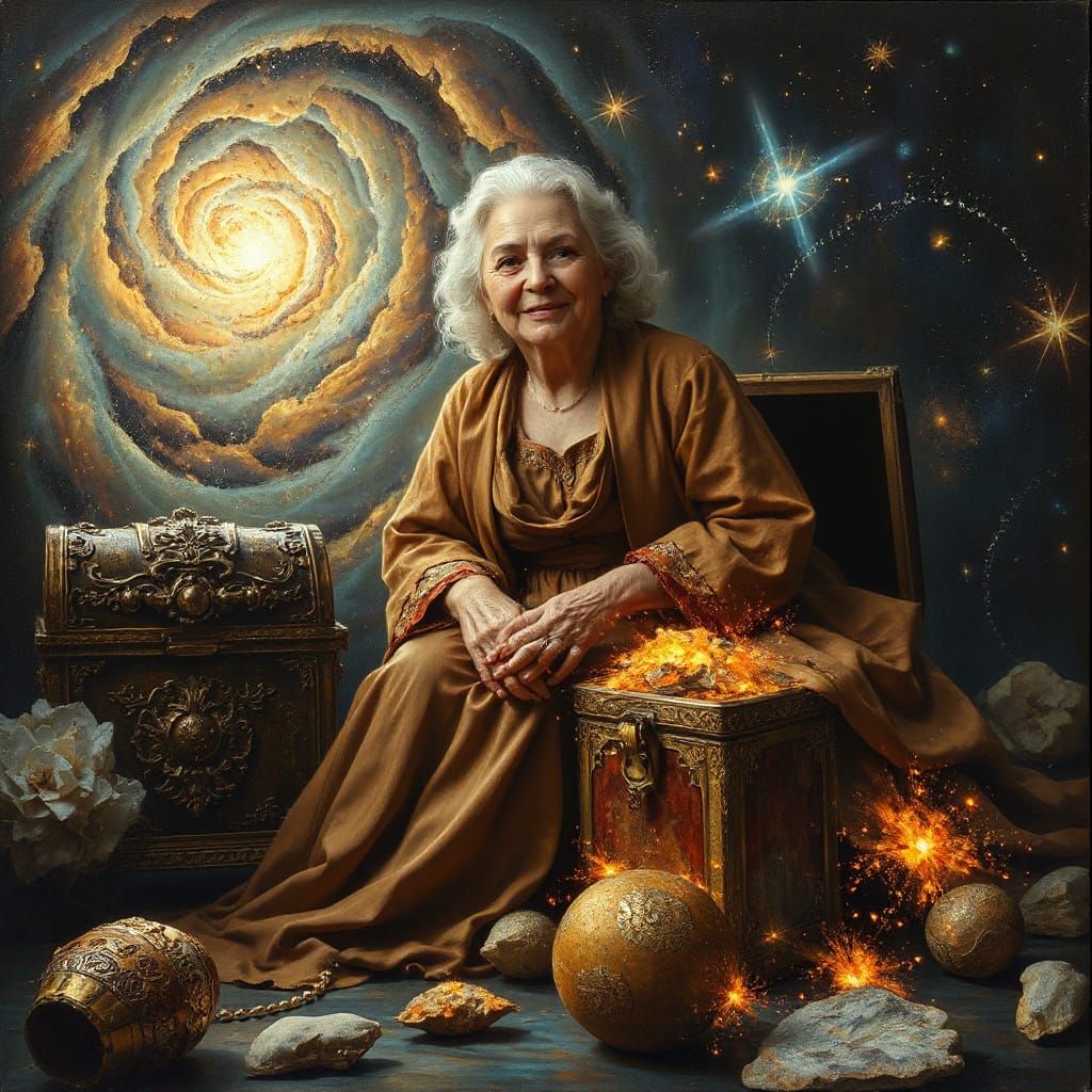 Renaissance Woman Guardian of Cosmic Treasure