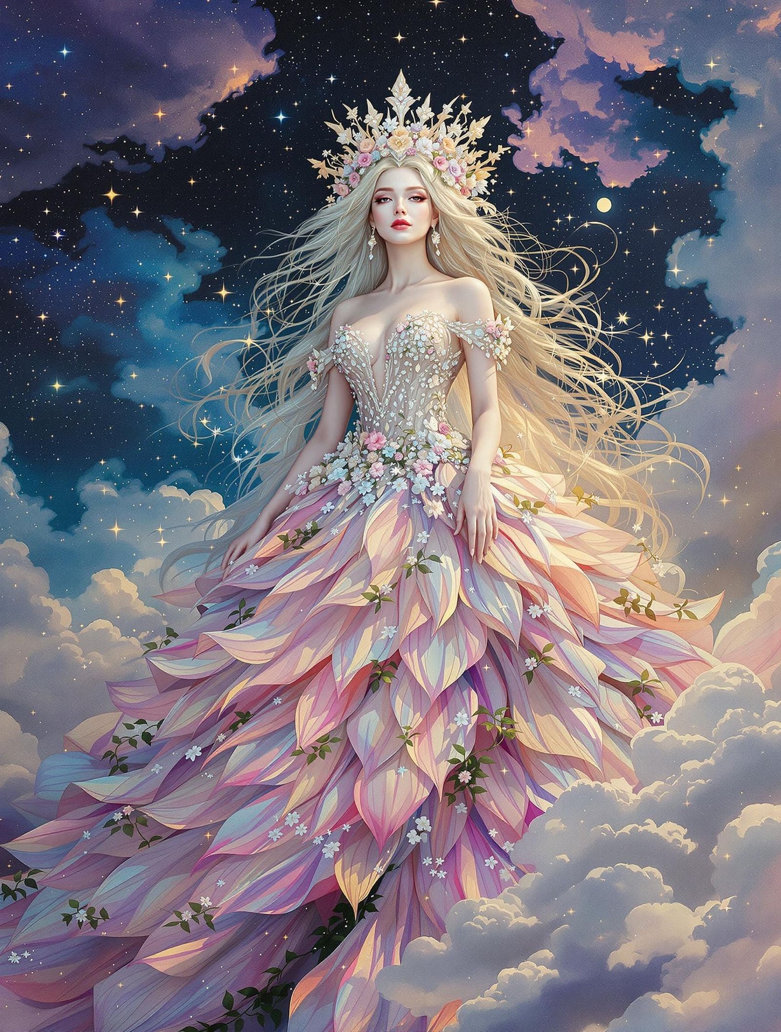 Crystal Flower Queen in Astral Dreamscape