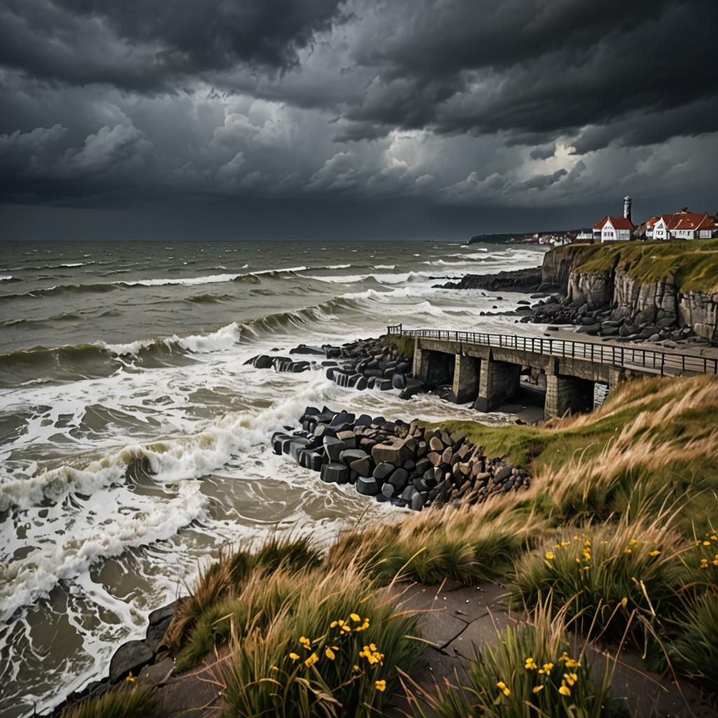Stormy Sea Photograph with Isolated Colors