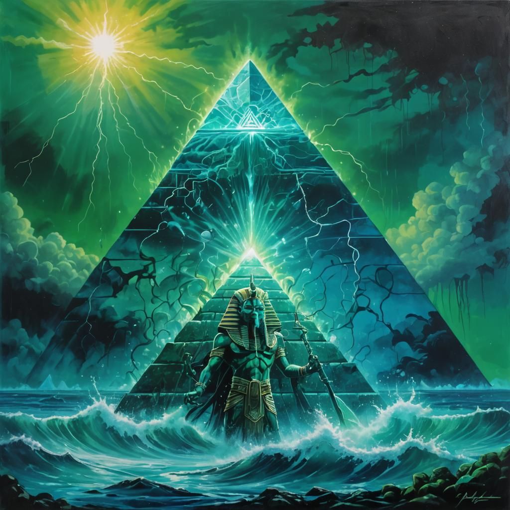 Pharaoh Undersea: Graffiti Art with Emerald Trident