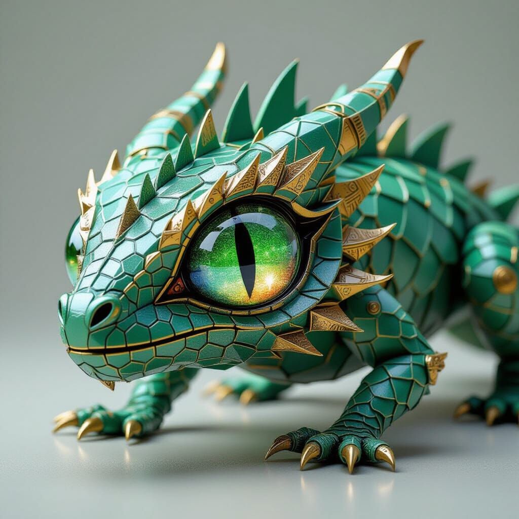 Dragon's Eye Reflecting Galactic Colors in Cyberpunk Style