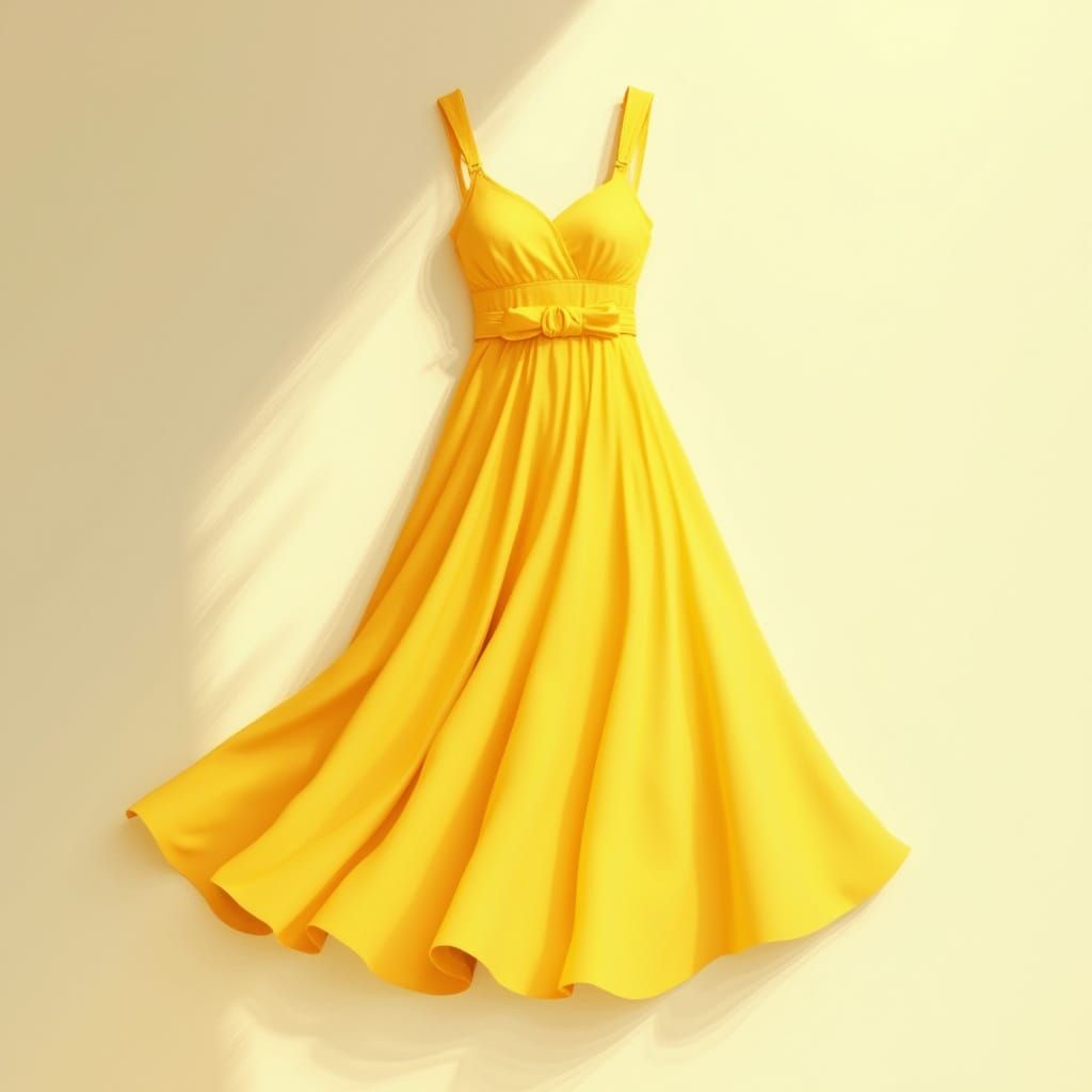 Minimalist Yellow Sun Dress in Soft Painterly Style