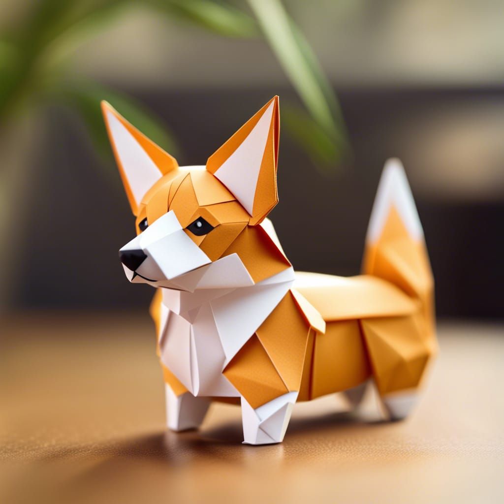 Cute origami corgi