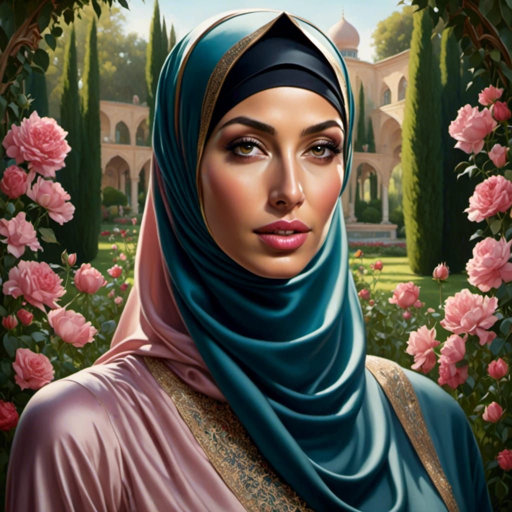 Beautiful Woman in Niqab Hyperrealistic Portrait