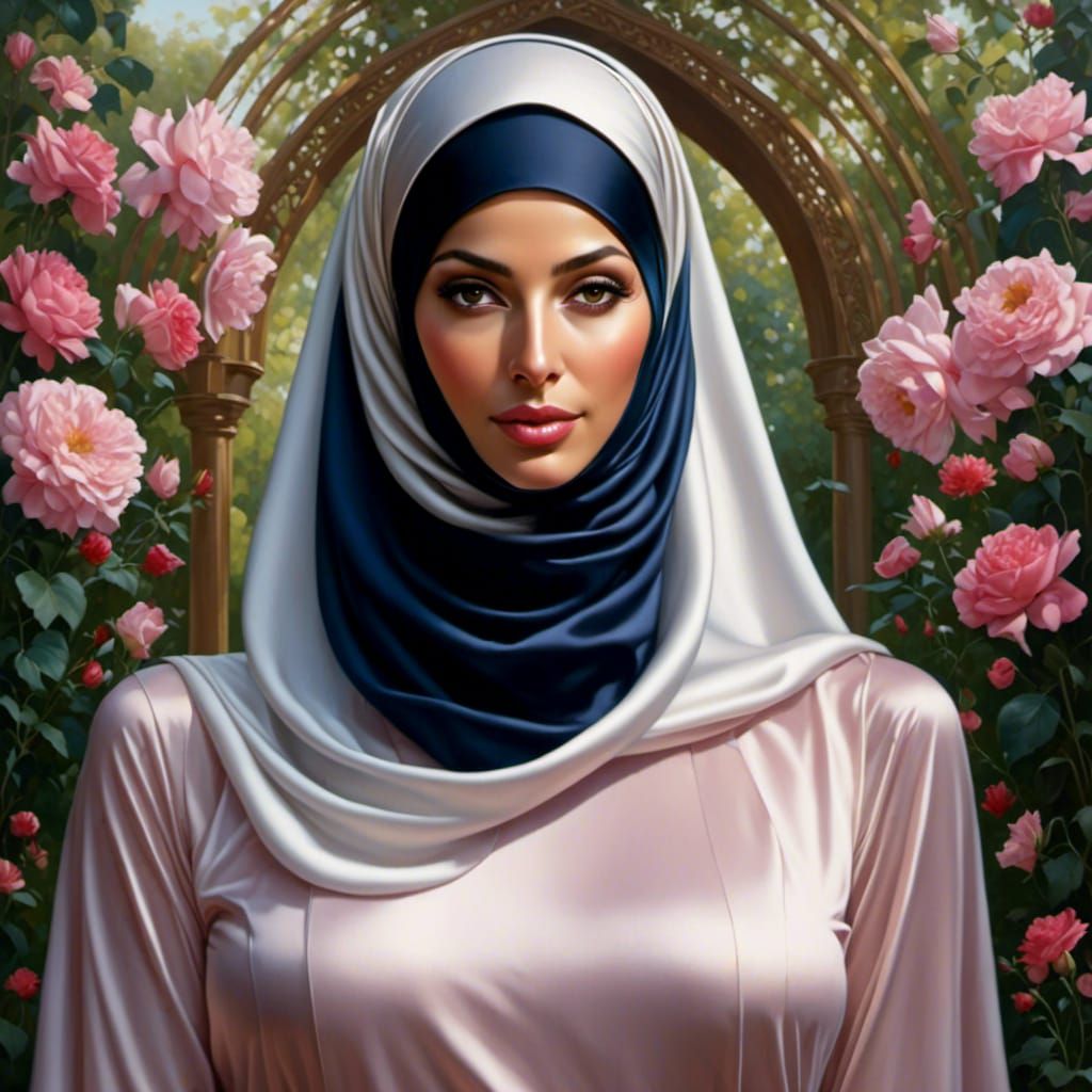 Beautiful Woman in Niqab Portrait, Hyperrealistic Style