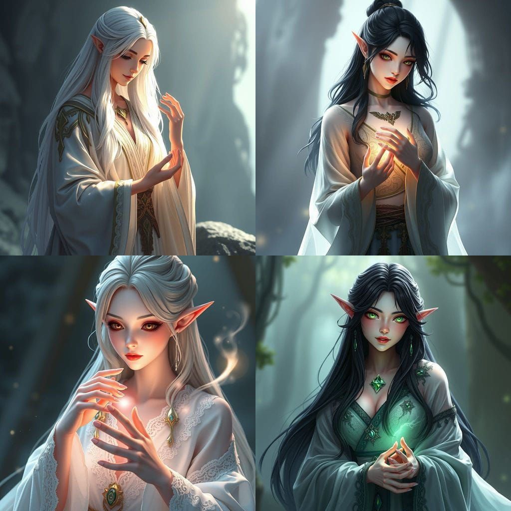 High Elf Healer in Sheer Robe, Radiant with Healing Energy