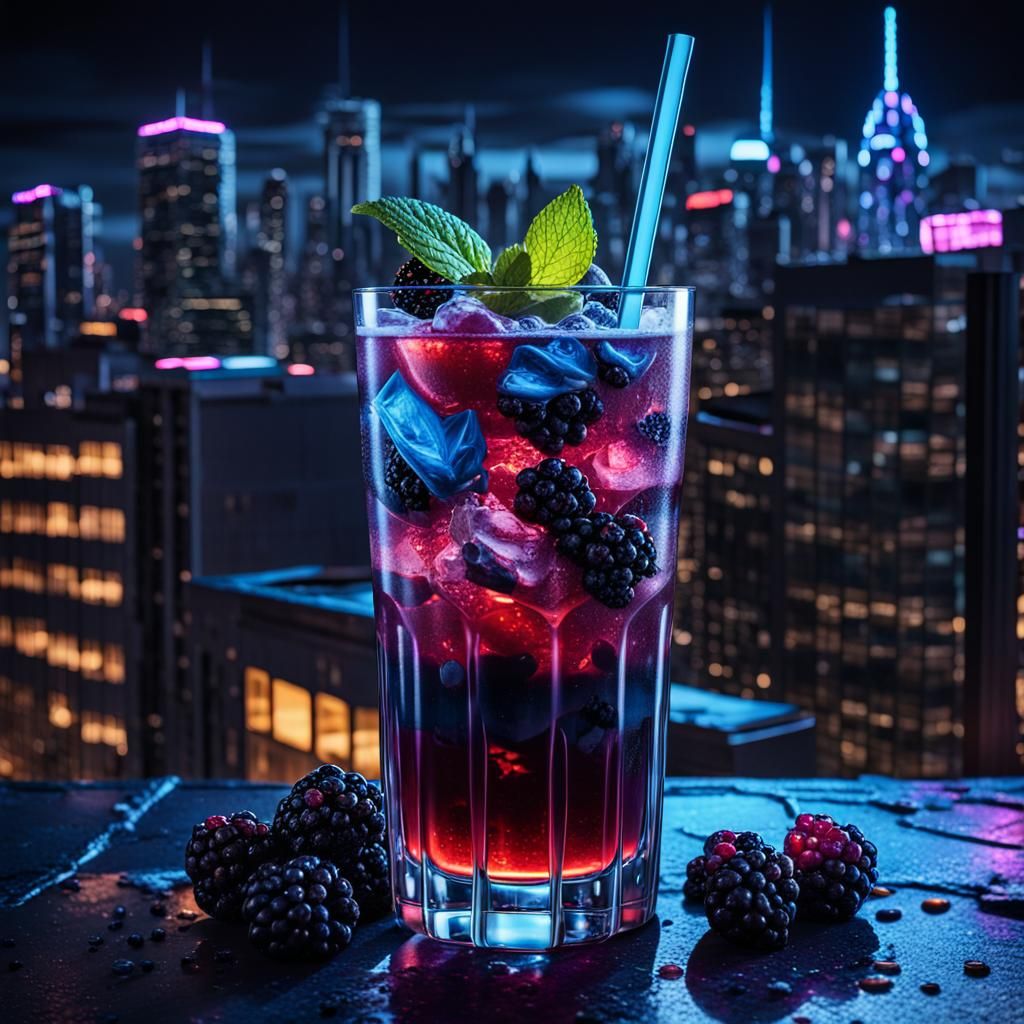 Batman Mocktail on Gotham Rooftop: Hyperrealistic Digital Ar...