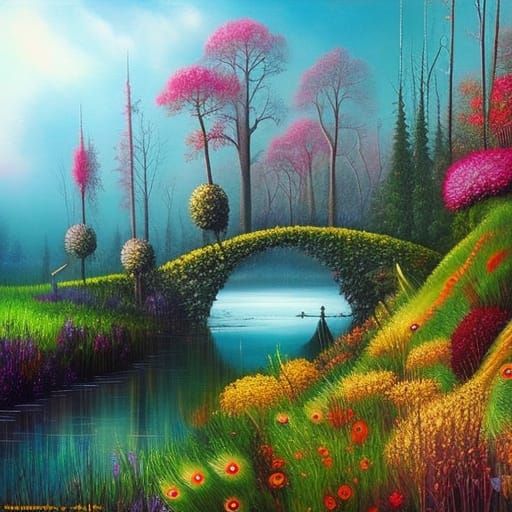 Floral Fantasy in Mixed Media Style