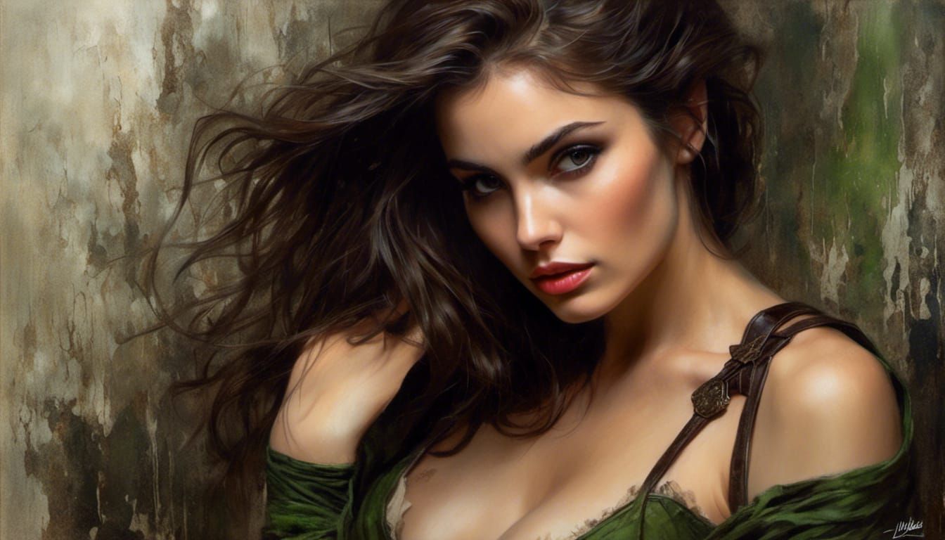 Glamorous Woman in Corset, Hyperrealistic Fantasy Art