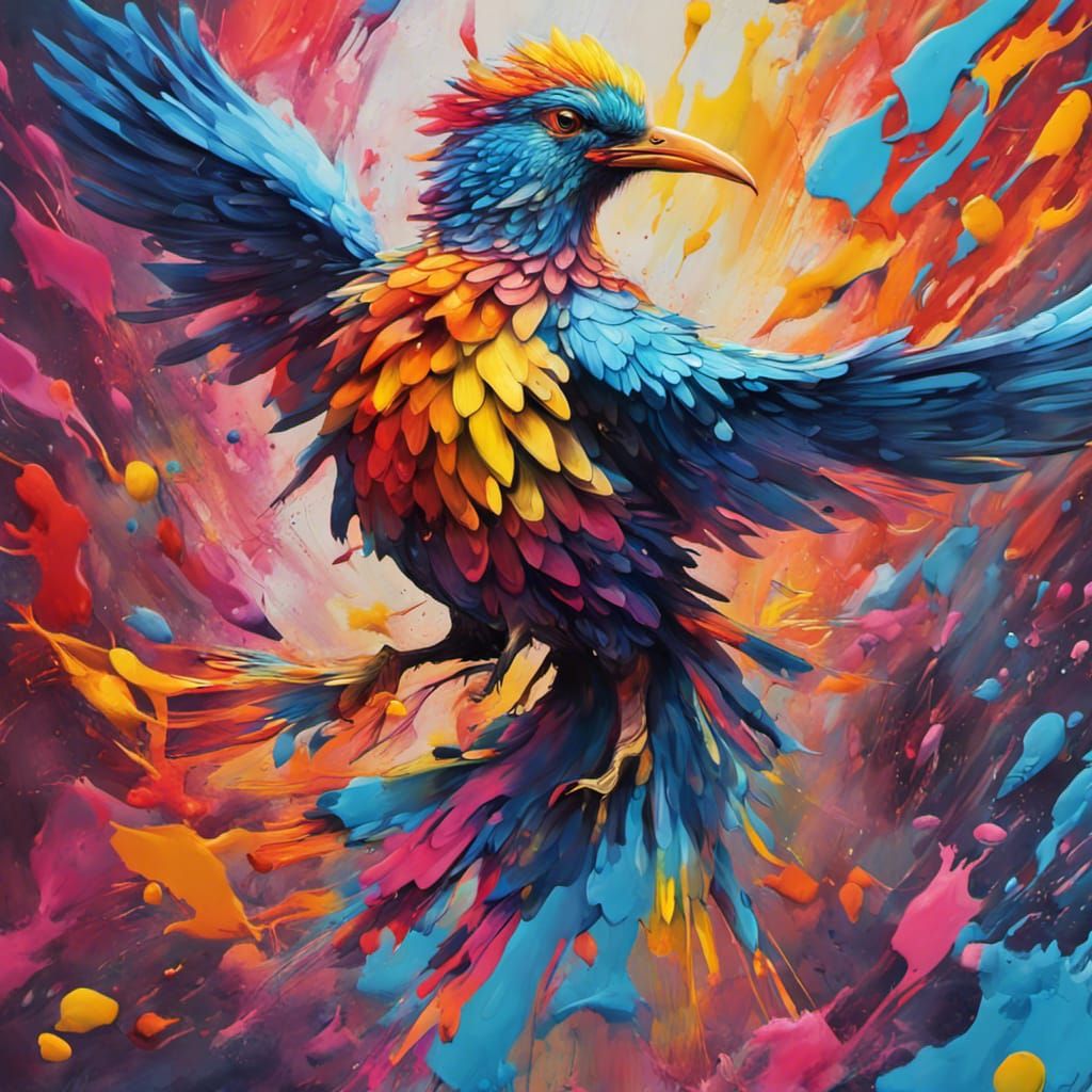 Colorful Bird in Graffiti Art Style